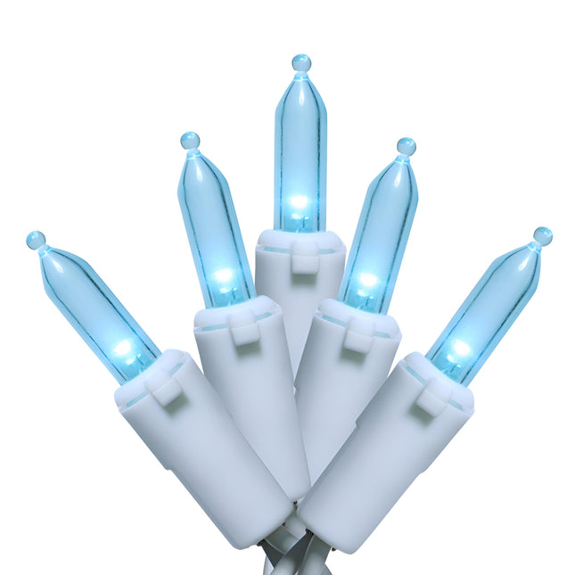 150 LED Sky Blue Christmas Lights Outdoor, UL and Commercial Grade White Wire String Lights 50 FT, for Indoor and Outdoor Use.