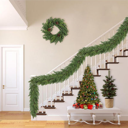 6 Ft Real Touch Christmas Garland,Thick and Lush，Soft Bendable, Lifelike Cedar Garland Realistic, Garlands for Decoration Christmas，Christmas Garland for Mantle,Thanksgiving Christmas Decorations