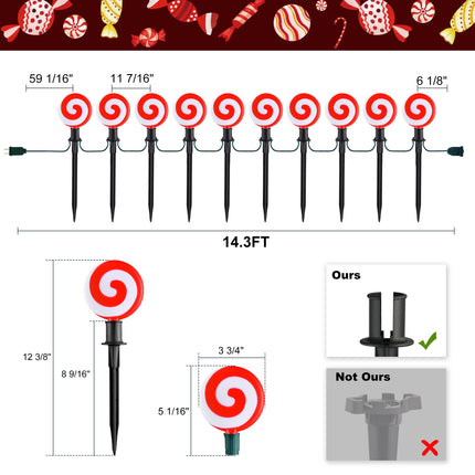 Ultimate Unicorn Christmas Lollipop Pathway Lights for Christmas Decoration, Red Peppermint Lights Outdoor with Stakes, LED Lollipop Lights for Pathway Yard Sidewalk Garden Rooftop
