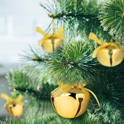 cotte 2 Boxes Christmas Bells Gold Sleigh Bells Xmas Small Brass Bells for Crafts Bell Ornaments Metal Bells for Christmas Tree Wreath Ornaments Door Knob Wedding Festival Decoration (1.18 Inch)