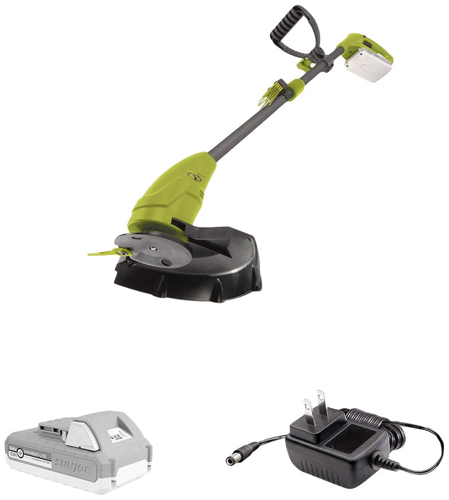Sun Joe 24V-GT10-LTE 24-Volt iON+ 10-inch Cordless Lightweight Stringless Grass Trimmer, Kit (w/ 2.0-Ah Battery + Charger)