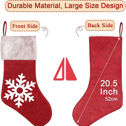 Christmas Stockings Personalized Set of 4, 18inch Large Xmas Red and White Snowflake Reindeer Antelope Christmas Tree Character for Family Holiday