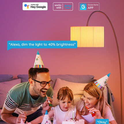 Govee Smart Light Bulbs, Color Changing Light Bulb, Work with Alexa and Google Assistant, 16 Million Colors RGBWW, WiFi & Bluetooth LED Light Bulbs, Music Sync, A19, 800 Lumens, 4 Pack