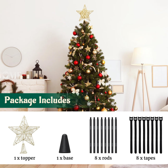 10inch Christmas Tree Toppers Xmas Glitter Gold Hollow Star Treetop Topper for Holiday Ornament Christmas Tree Decoration