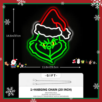 Christmas Neon Sign Cartoon Christmas Neon Light Sign Christmas LED Signs for Wall Light Up Signs for Home Party Neon Wall Light Decor Xmas