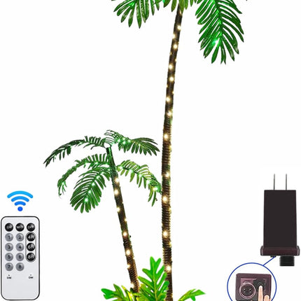 Artificial Palm Trees for Outside Patio,Lighted Palm Tree 6Ft LED Christmas Tree Fake Tropical Plant Light for Tiki Bar Pool Porch Deck Party