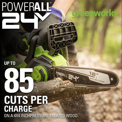 Greenworks 48V (2 x 24V) Cordless Axial Blower (515 CFM / 125 MPH), (2) 2.0Ah Batteries and Dual Port Charger with 24V Chainsaw