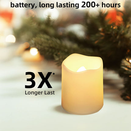 SHYMERY Flameless Votive Candles,Flameless Flickering Electric Fake Candle,24 Pack 200+Hour Battery Operated LED Tea Lights in Warm White for Wedding, Table, Halloween,Christmas Decorations 1.5"X1.7"