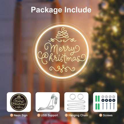 Merry Christmas Neon Sign Dimmable Merry Christmas LED Light Sign for Holiday Party Home Bar Decoration, USB Powerd Christmas Neon Light for Wall Decor Festival Celebration(Warm White)…