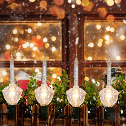 Christmas Bubble Lights 11 Ft Bubble String Lights with 7 Bubble Light Bulbs, Silver Glitter Vintage Bubble Lights for Christmas Tree, Holiday, Celebrations Lighting - Green Wire