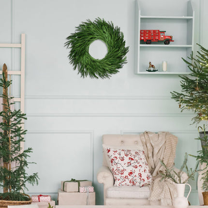 24 Inch Real Touch Norfolk Pine Wreath for Front Door, Green Wreaths Artificial Christmas Wreath for Wall Window Xmas Decoration