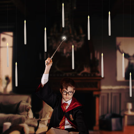 Floating Candles with Wand, 20 Pack Halloween Flameless Candles Battery Operated LED Taper Hanging Candles Electric Candle for Christmas Halloween Birthday Party Decor