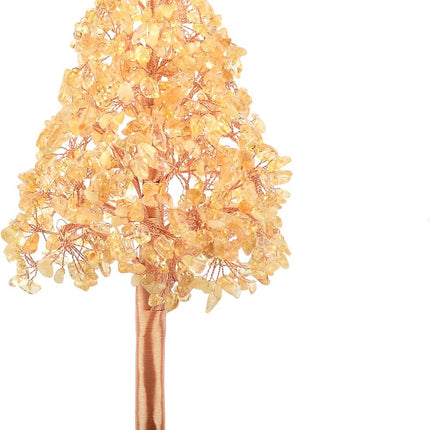Crystal Christmas Tree of Life,Chakra Tree Natural Citrine Yellow Healing Crystal,Agate Sliece Base,Home Decor Feng Shui Bonsai Money Tree,Positive Energy 10.3 Inches