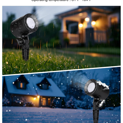 Christmas Snowflake Projector Lights Outdoor, Led Rotating Snowfall Show Lights Waterproof Landscape Decorative Christmas Light Lighting for Xmas Holiday Garden Indoor Home Decoration Show
