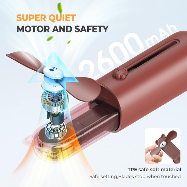 Mini Fan Portable, Portable Handheld Fan For Kids With Soft Blade, Safety Kids Fan Small Fan, Low Noise Personal Fan, Cute Batter