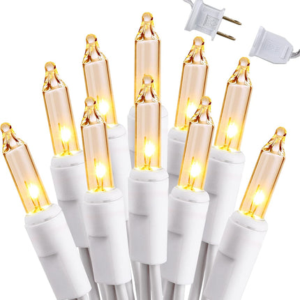 Brizled Clear Christmas Lights, 300 Count 69.6ft Incandescent White Lights String, Connectable 120V UL Certified Indoor/Outdoor White Light on White Wire for Room, Birthday, Wedding, Party, Warm White