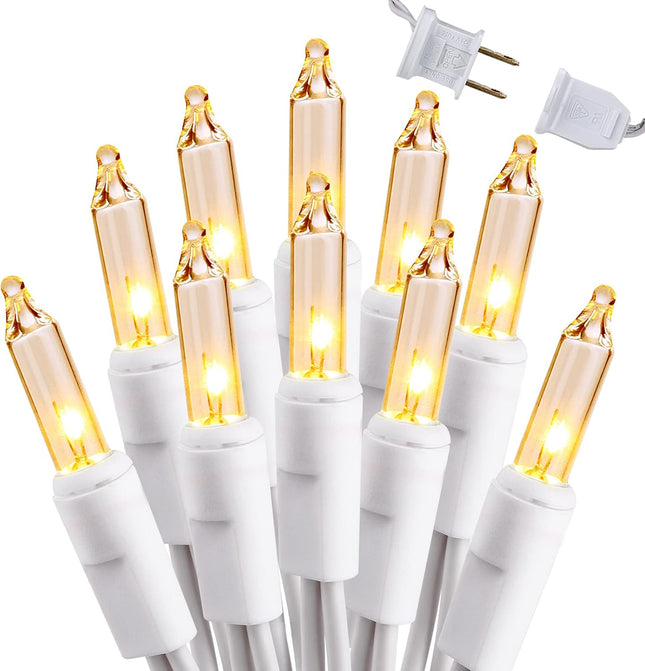 Brizled Clear Christmas Lights, 300 Count 69.6ft Incandescent White Lights String, Connectable 120V UL Certified Indoor/Outdoor White Light on White Wire for Room, Birthday, Wedding, Party, Warm White