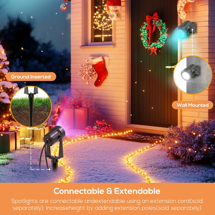 SUNTHIN Outdoor Landscape Lighting with Remote, RGBW Color Changing Spot Uplights,6 Pack