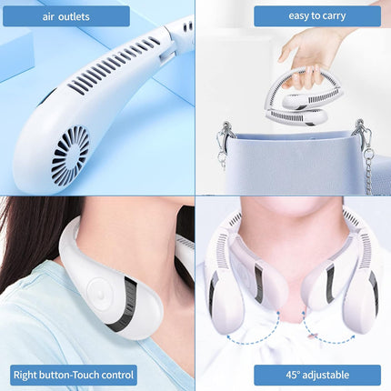 Fayhijun Portable Neck Fans Rechargeable 3 Speed Neck Air Conditioner Cooler Super Quiet Working Personl Usb Neck Fan Men Women