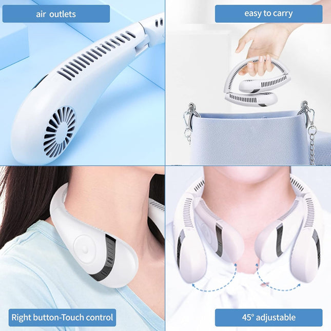 Fayhijun Portable Neck Fans Rechargeable 3 Speed Neck Air Conditioner Cooler Super Quiet Working Personl Usb Neck Fan Men Women