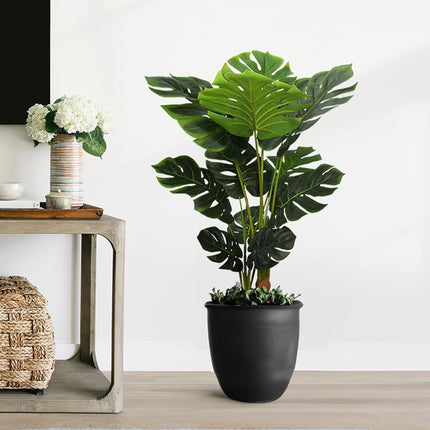 Artificial Monstera Plant 4 Ft Fake Plants with Plastic Pot for Office and Home Decor, Tall Faux Plant for Indoors and Outdoors, Artificial Tree Housewarming