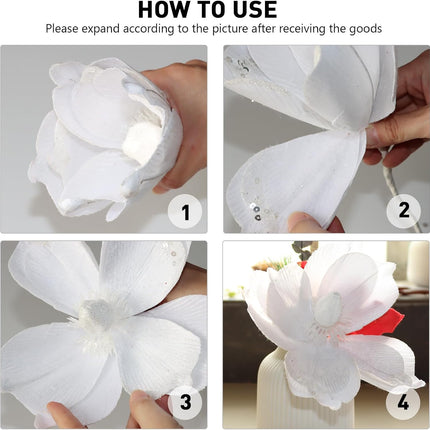 Poinsettia Ornament for Christmas Tree White Poinsettia Flowers Picks Glitter Artificial Poinsettia Flowers Christmas Poinsettia Decorations for Tree Garland Stocking Wedding Party (12pcs,8.6 Inch)
