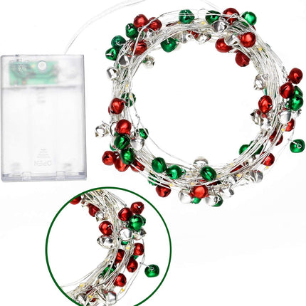 Mudder Christmas Fairy Light Snow Globe Christmas Lights 20 Ft 60 LED String Light Battery Operated Decoration Lights for Christmas Party Bedroom Indoor Outdoor Decoration Red Green Warm