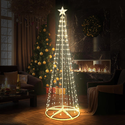 7.6FT Outdoor Christmas Tree with 330 Warm White LED Lights, Christmas Cone Tree with Remote Control, Lighted Christmas Decorations Outside for Yard Patio Garden Xmas Home Indoor Decor, Timer