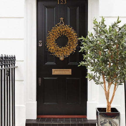 Idyllic 18 Inch Yellow Berries Leaves Wreath for Front Door, All-Season Wreath for Indoor and Outdoor