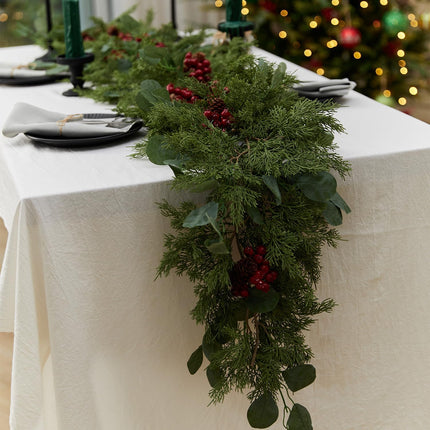 6.3FT Christmas 108 Branch Tips Artificial Cedar Garland, Anna's Whimsy Seasonal Artificial Pine Cypress Greenery Garland, Christmas Decorations Holiday Indoor Outdoor Christmas Decor Winter Garland