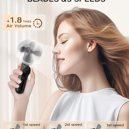 Frsara Portable Handheld Fan Rechargeable, Usb Rechargeable Small Pocket Fan, 2000Mah Battery With Power Bank, Upgraded Long Batt