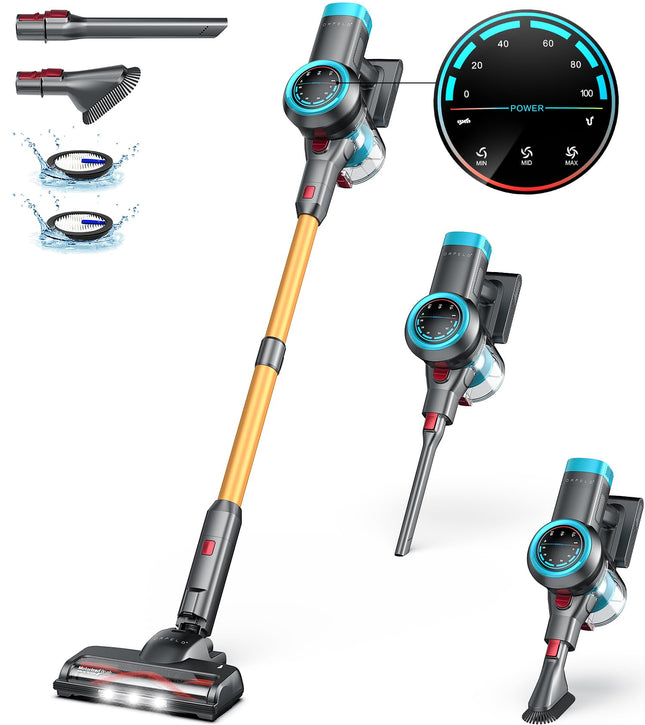 Cordless Vacuum Cleaner, 500W40Kpa60Mins Stick Vacuum With Selfstanding, Vacuum Cleaner With Smart Display, Antitangle Vacuum Cleaners For Homecarpethardwood Floorpet Hair