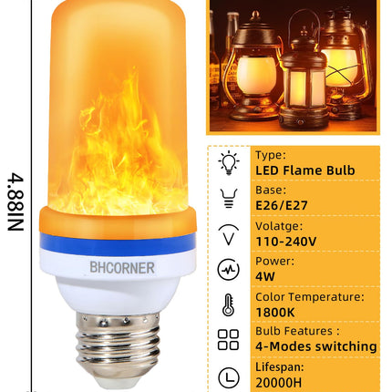 LED Flame Effect Light Bulbs - Halloween Decorations Outdoor Light Bulbs,E26/E27 Base Christmas Flickering Light Bulbs Outdoor Halloween Deco Indoor Night Fire Light Bulb (Orange 6 Pack)
