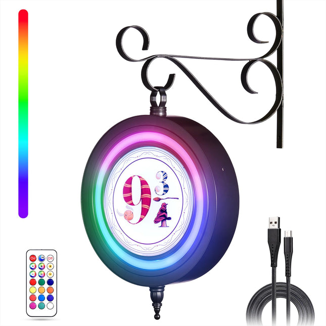 Wizard Decorations Night Lights: Platform 9 3/4 Sign Rechargeable Wall Lights Dimmable RGB Night Light Battery Wall Sconce Potter Fans Christmas Children‘s Day Birthday Movie Fans Magic Lamp