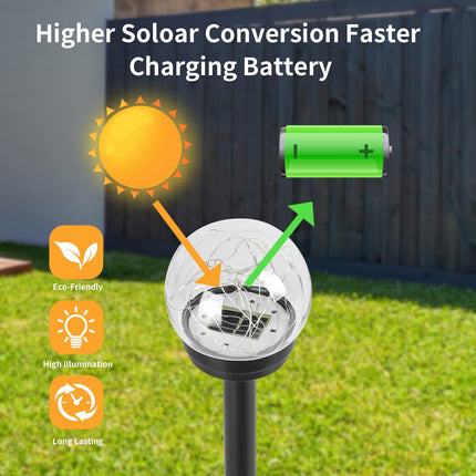 Solar Pathway Lights Outdoor Solar Garden Stake LED Colour Changing Globe Garden Lights,Decorative Yard Waterproof Lights Birthday s for Mom for Yard Patio Walkway Landscape (4 Pack)