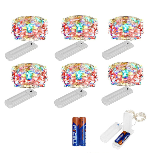 50 LED Fairy Lights with Timer, 6 Pack 8.2 Ft 8 Modes Battery Operated Fairy Lights, Mini Led String Lights for DIY Wedding Bedroom Mason Jar Vases Table Party Christmas Decoration (Multi-Color)