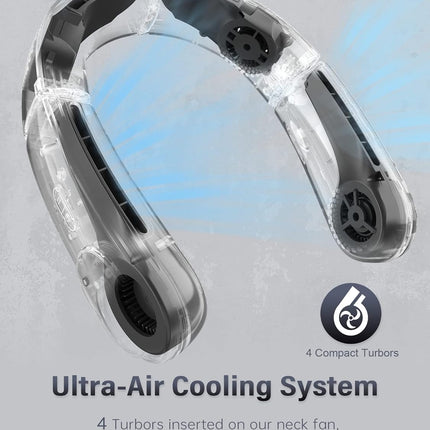 Chillgo Neck Fan 4 Turbo Foldable Portable Fan Personal Bladeless Fan 5200Mah With Strong Airflow, 4 Vent Air Conditioner