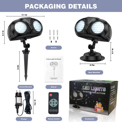 Christmas Snowflake Projector, Double Head Snowflake Projection Lights, Snowflake Light Outdoor Blizzard Projection Lights with Remote Control, Led Snowfall Show Lights for Xmas Holiday Party