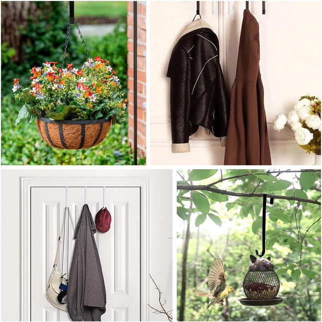 Wreath Door Hanger 12" Wreath Hanger for Front Door 2 Pcs White Over The Door Wreath Hook Metal Garland Hanger Back Door Wreath Holder for Hanging Welcome Sign Hat Cloth Thanksgiving Christmas Decor