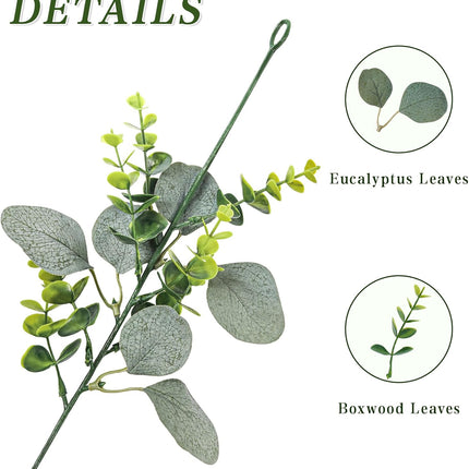 2 Pcs Eucalyptus Garland,5.9 FT Artificial Greenery Garland Fake Vines Eucalyptus Garland for Wedding Centerpiece Table Party Indoor Outdoor Wall Decor