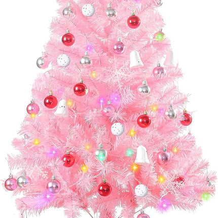 Pink Christma Tree 4 ft,Kids Christmas Tree,4 Ft Christmas Tree with Lights,Pink Christmas Decorations (Balls, Stars, and Ornaments) Small Christmas Tree with Lights 4ft