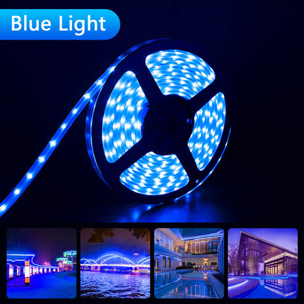 Solar LED Strip Lights Outdoor, 32.8ft 560 LEDs, Solar Powered Blue Light LED Strip with 8 Lighting Modes IP67 Waterproof 2835 SMD Rope Lights for Garden Trees Christmas Party Decor