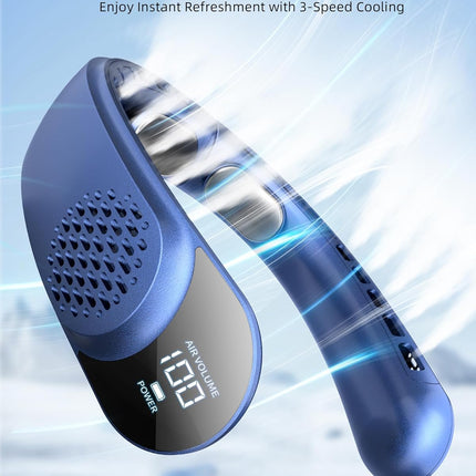 Frsara Rechargeable Neck Fan, Personal Fan With Led Display, 3 Speeds With 4000Mah Battery Powered, Supports Usb TypeC, Portable