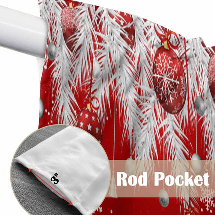 Christmas Red Snowman Swag Valance Curtains for Kitchen 36"W x 36"L Christmas Ball Xmas Tree Short Swag Topper for Small Windows Winter Snowflake Rod Pocket Curtains for Bedroom Bathroom Living Room