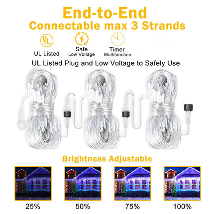 KNO Christmas Net Lights 360 LEDs 13ft x 9.8ft Outdoor Mesh Lights Connectable Waterproof 8 Modes & Timer Plug-in Net Fairy Lights for Bushes Garden Party Wedding Holiday,Multicolor