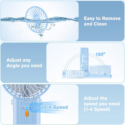 Mini Handheld Fan,2024 Upgraded Portable Hand Mini Fan,15H Working Time,Quiet,Lightweight,4 Speed,Hand Fans For Women With 180°