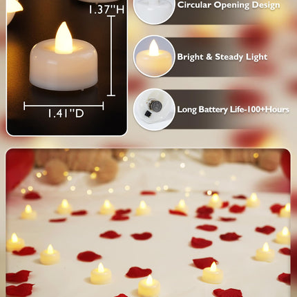Raycare 150Pack Battery Operated Tea Lights Candles, Long Lasting Fake Candles, Flameless LED Tea Lights, Electric Candles for Wedding, Centerpieces, Home Decor, Halloween, Christmas