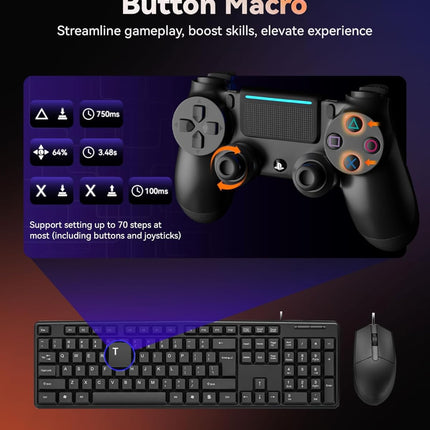 Keyboard Mouse Adapter for PC Game Controller Emulator for PC, PS4, PS3, Switch, Xbox One, Xbox 360, Xbox Series S/X - Supports Headphones, App Customization, White