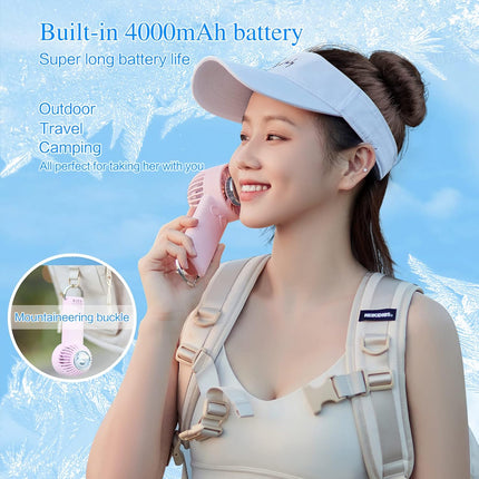 Mini Handheld Fan Portable Small Personal Hand Fan 3 Speed Usb Or Battery Powered With Cold Compress Function, Led Light, Hiking