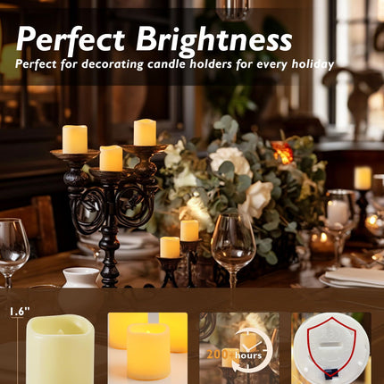 Homemory 24Pack Flickering Flameless Votive Candles, 200+Hour Long Lasting Electric Fake Candles, Battery Operated LED Tealight for Wedding, Christmas Decorations, Outdoor (Battery Included)